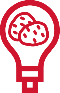 innovation icon lightbulb with potatoes